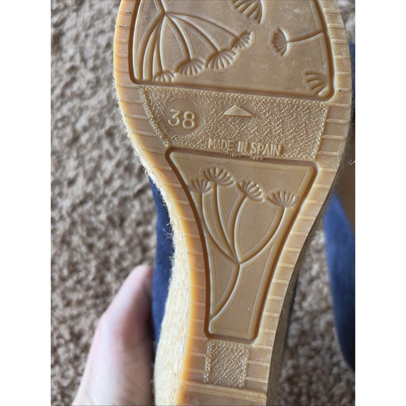 Eric Michael Navy Blue Suede Leather TEVA Wedge Almond‎ Toe Shoes Spain 38 7.5-8 - Picture 15 of 16